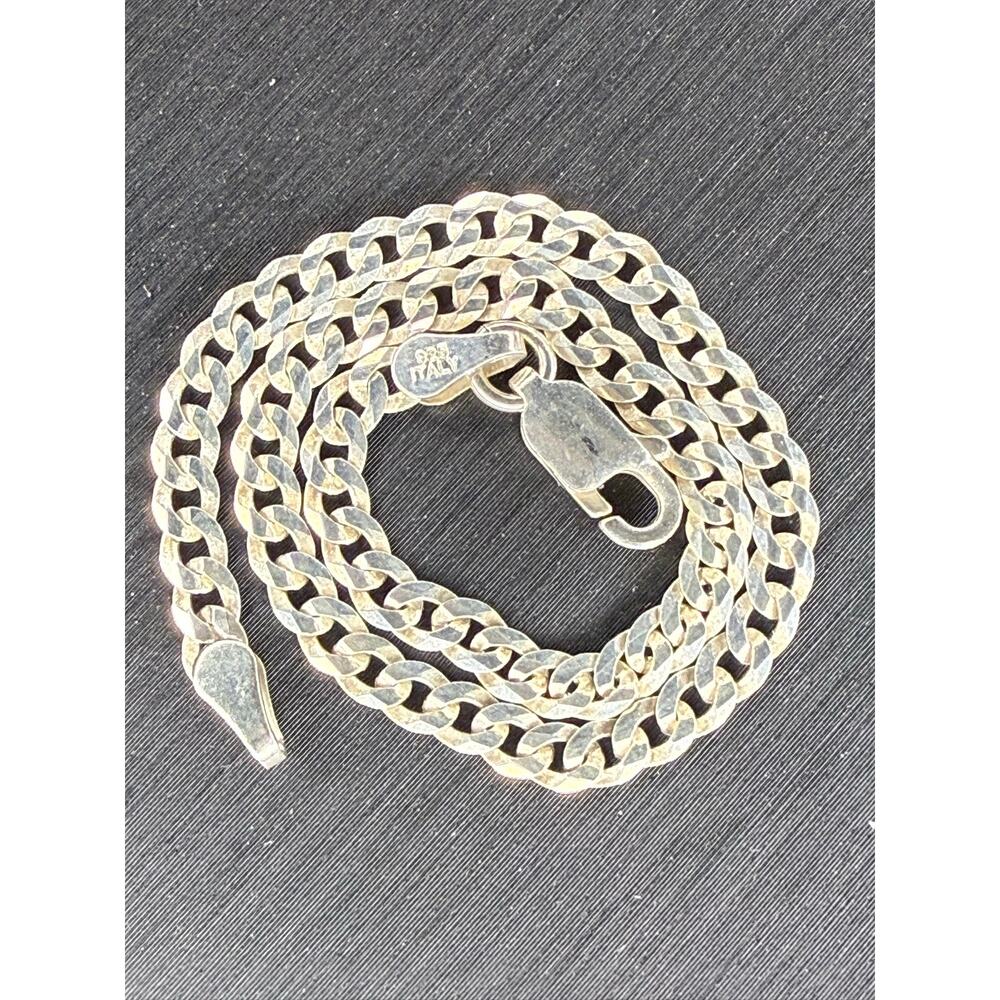 Solid 925 Italian Sterling Silver Cuban Link Bracelet 7” Long 3mm Wide